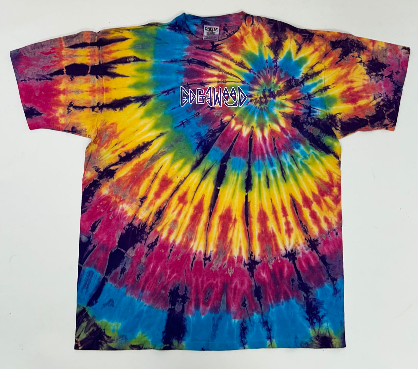 Edgewood NJ “Deeper Than The Roots.” First Edition Oneita Tie-Dye Tee XL 25.25x32.25 Inches 100% Cotton USA Made