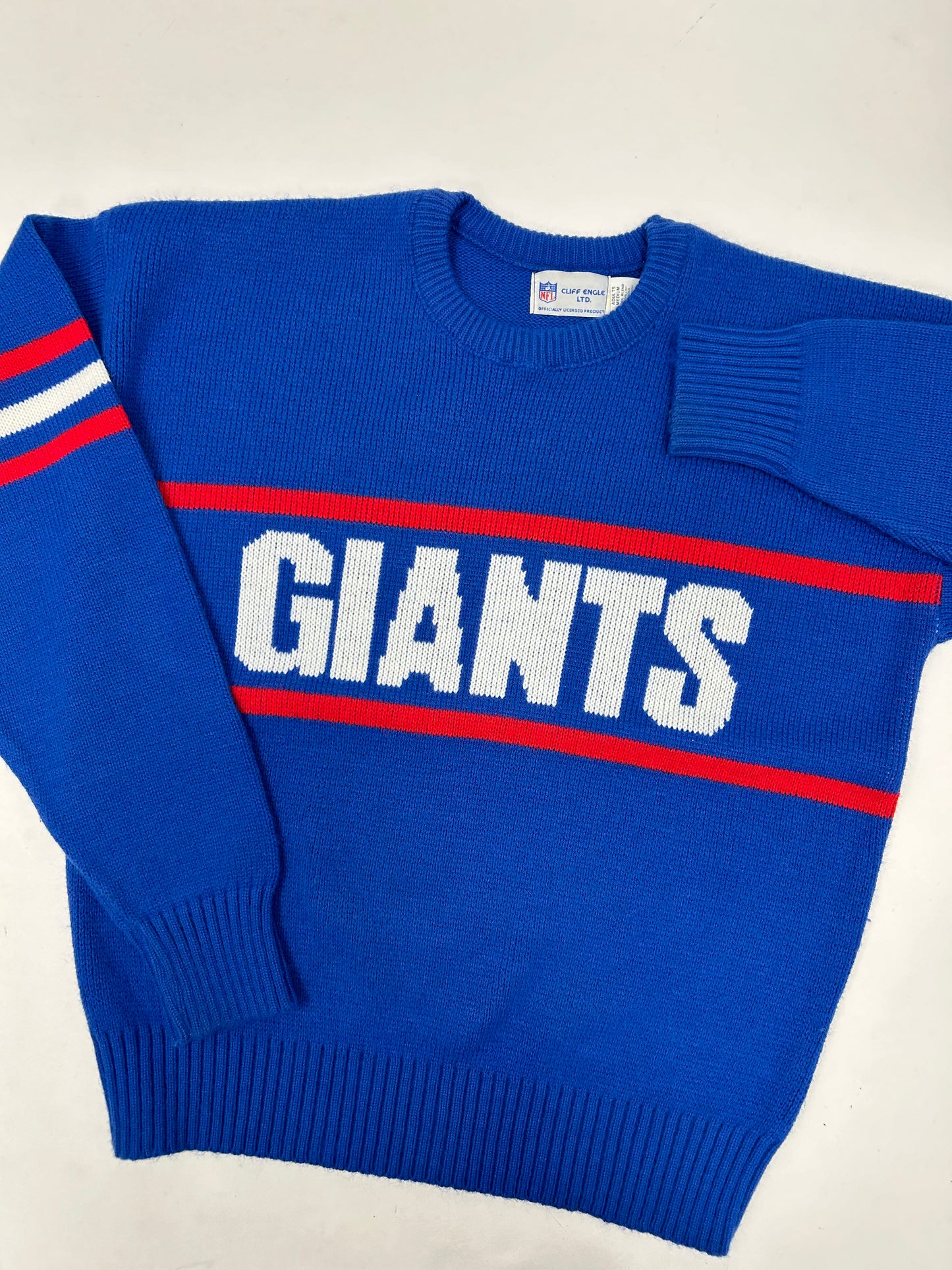 Vintage Cliff Engle New York Giants NFL Sweater Medium 23.5x27.5 Inches