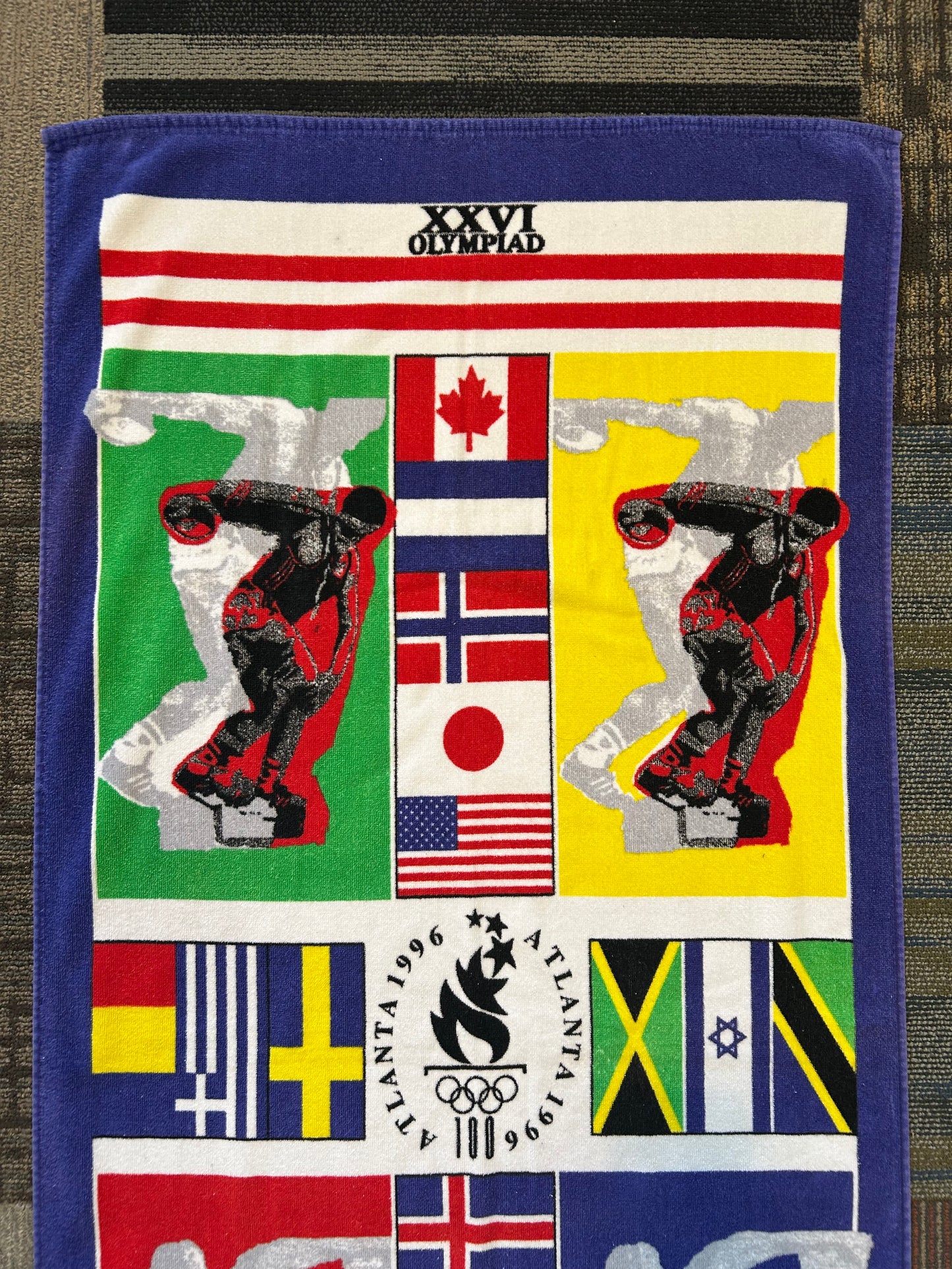 Vintage Collectible Beach Towel Atlanta Olympics 1996 XXVI Olympiad About 26.5" x 57" Inches