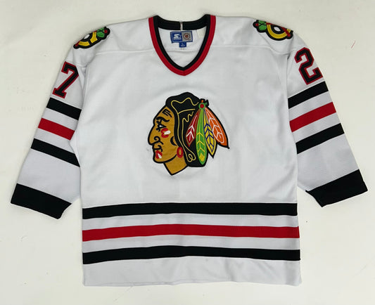 Vintage Starter NHL Chicago Blackhawks Jeremy Roenick Hockey Jersey Men’s Large 28x29.75 Inches