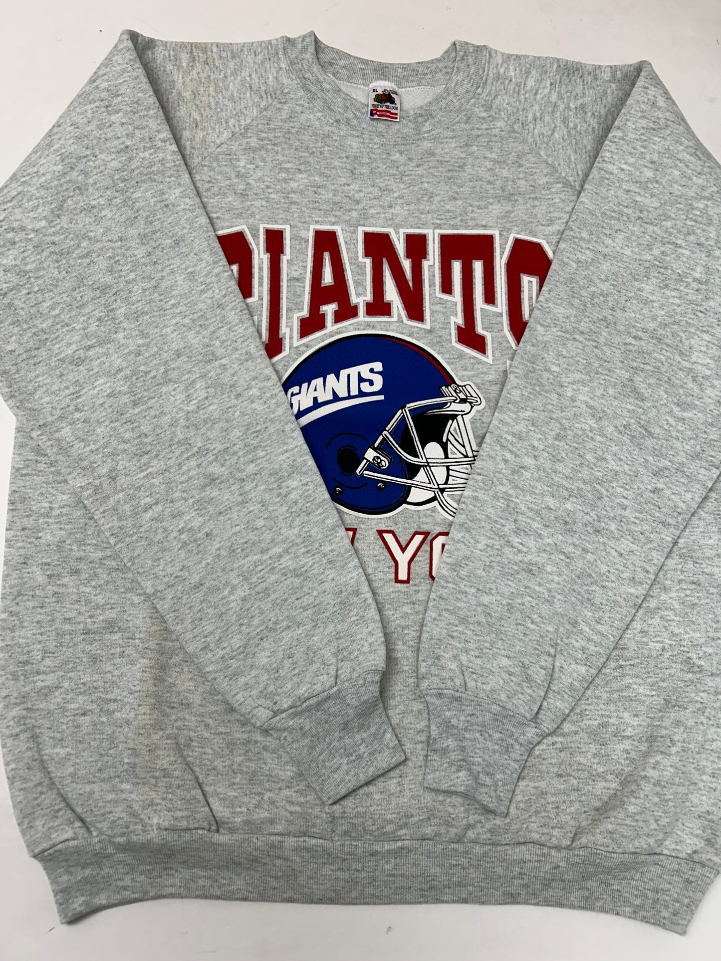 Vintage 90s New York Giants NFL Crewneck Sweatshirt Raglan L/XL Fit 24.25x29.5 Inches