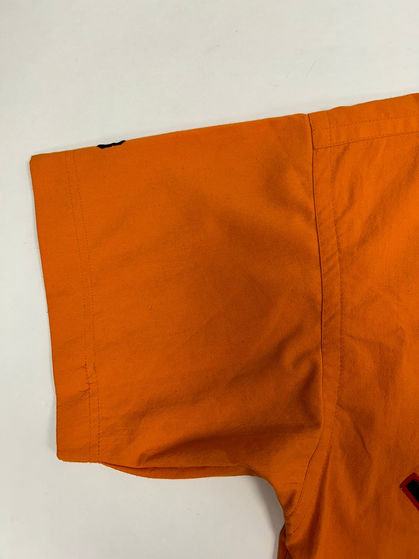 Vintage Nike Air Jordan 'Spellout Logo' Baseball Jersey Orange 1991 Rare Large 25.5x31/33.5 Inches