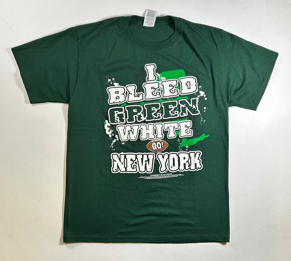 I BLEED GREEN & WHITE Go New York Vintage New York Jets NFL Green T-Shirt Medium 20x27.75 Inches