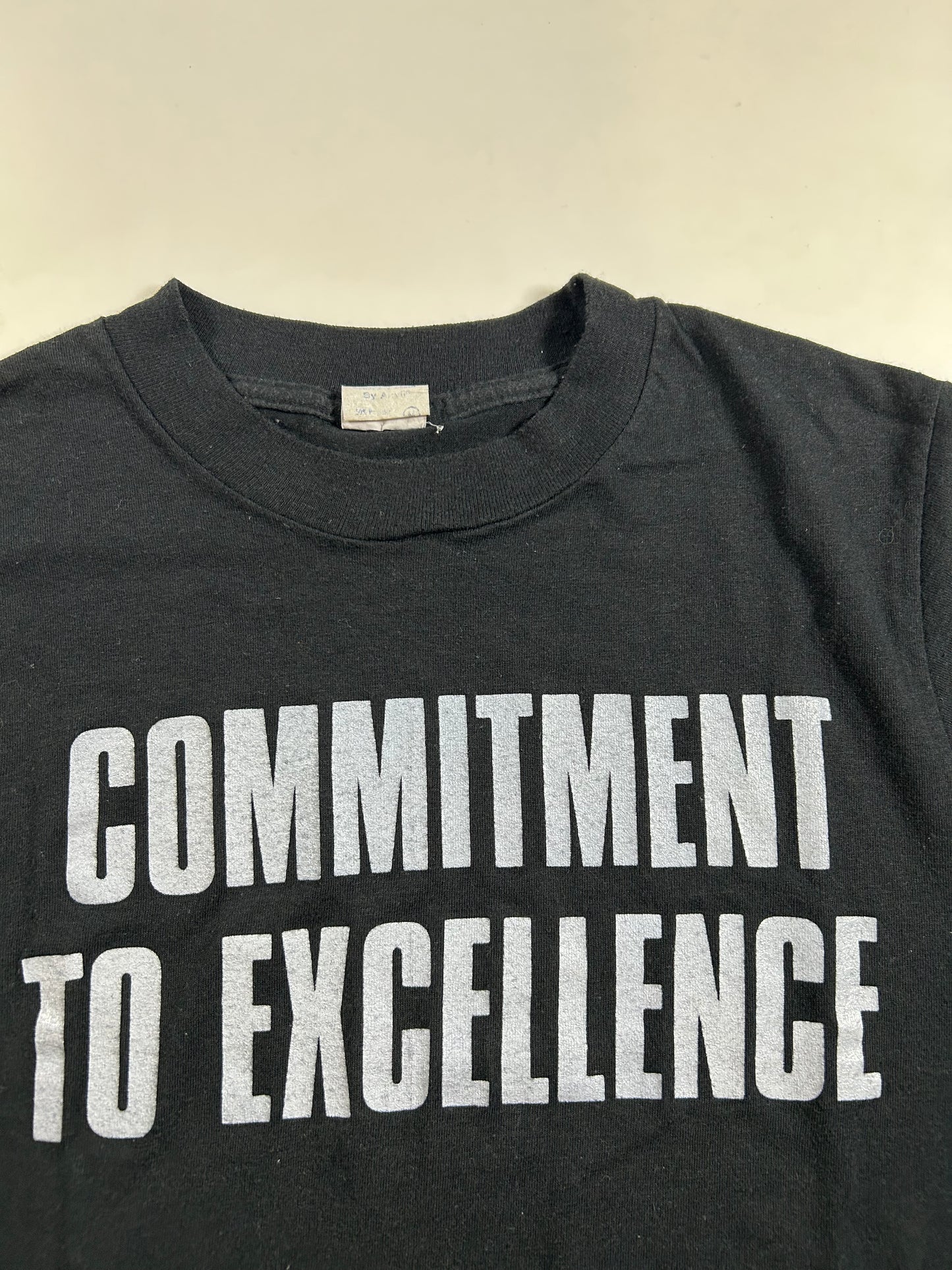 Vintage 80s Commitment To Excellence Motivational Tee Small Fit 17.25x26.25 Inches