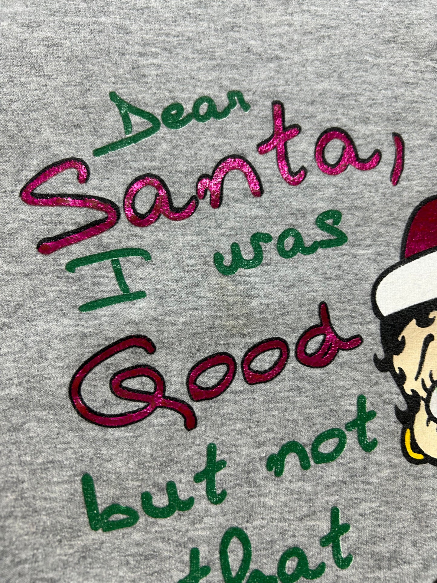 Vintage 2004 Betty Boop Dear Santa Christmas Holiday Crewneck Sweatshirt Large/Medium Fit 23.25x27.25 Inches As Is