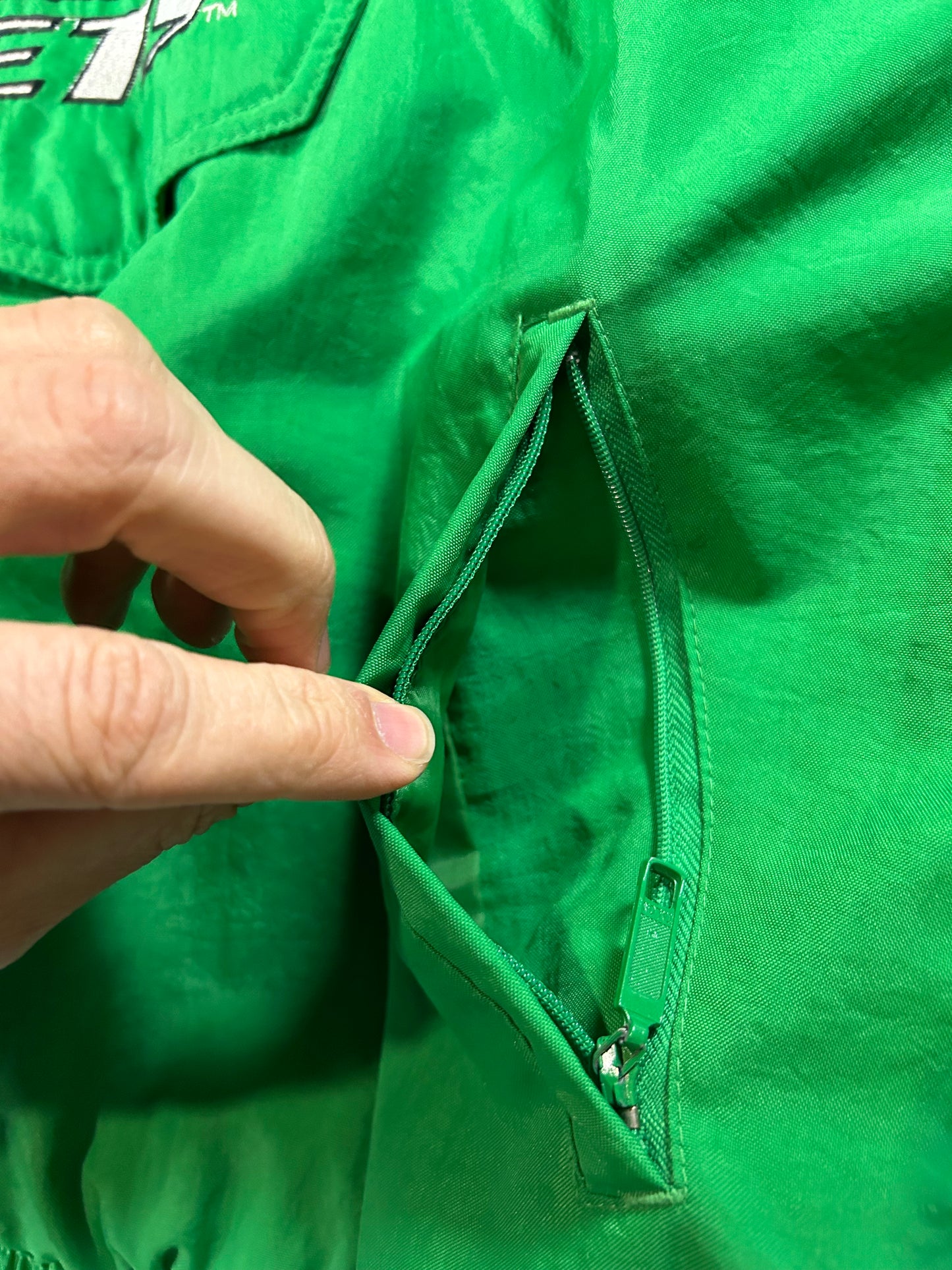 Vintage 90s Starter Authentic Pro Line New York Jets NFL Pouch Pullover Puffer Jacket XL 25.5x29.25 Inches