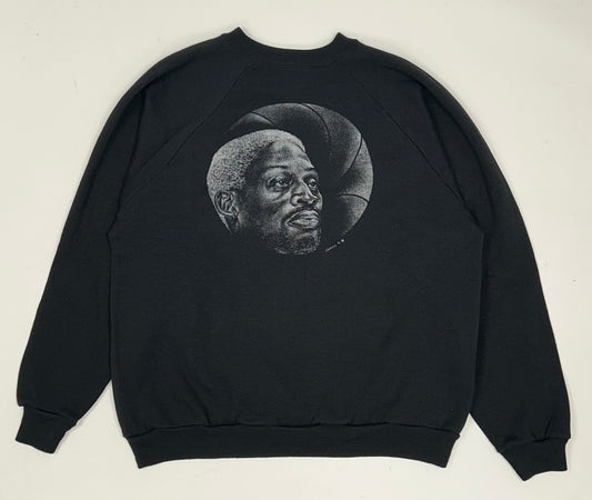 Vintage Dennis Rodman Shadow Graphic Print Candida 1996 Raglan Style Crewneck Sweatshirt Tagged XL Fits Like Large 24.75x27.25 Inches