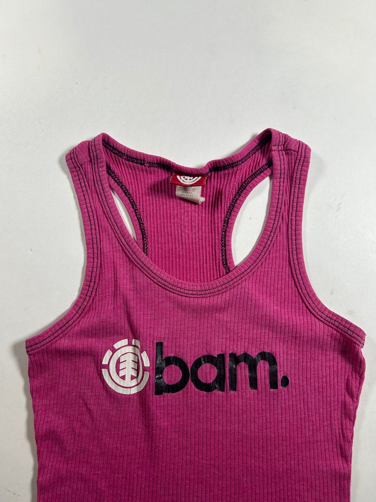 Vintage Bam Margera Element Skateboards Racerback Tank Top Hot Pink 11.5x20.5 Inches