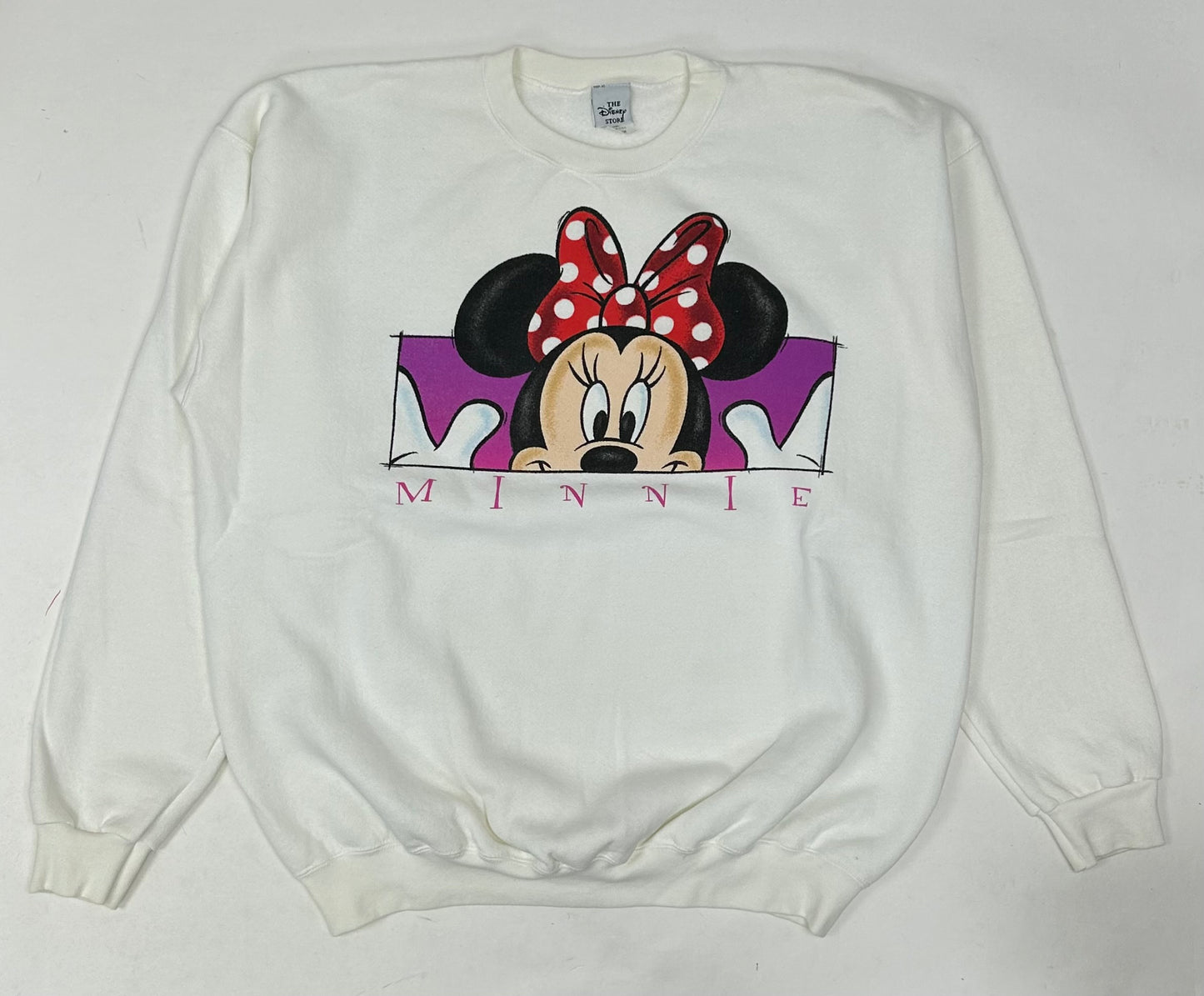 Vintage Disney Minnie Mouse Box Logo Crewneck Sweatshirt The Disney Store 90s Tagged XL 27x28.75 Inches