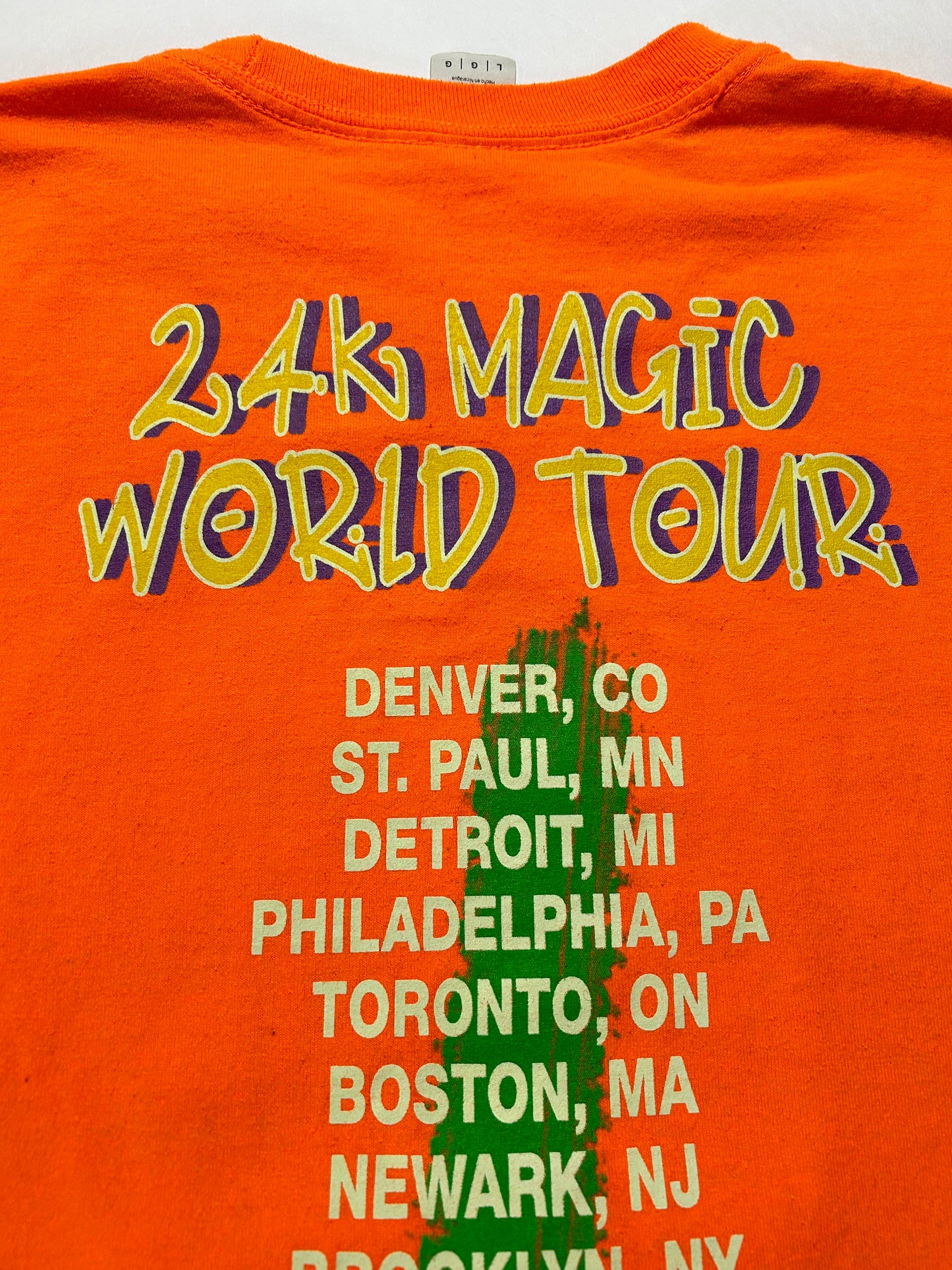 2018 Bruno Mars 24K Magic World Tour Long Sleeve Tee Large 21.5x29 Inches Orange