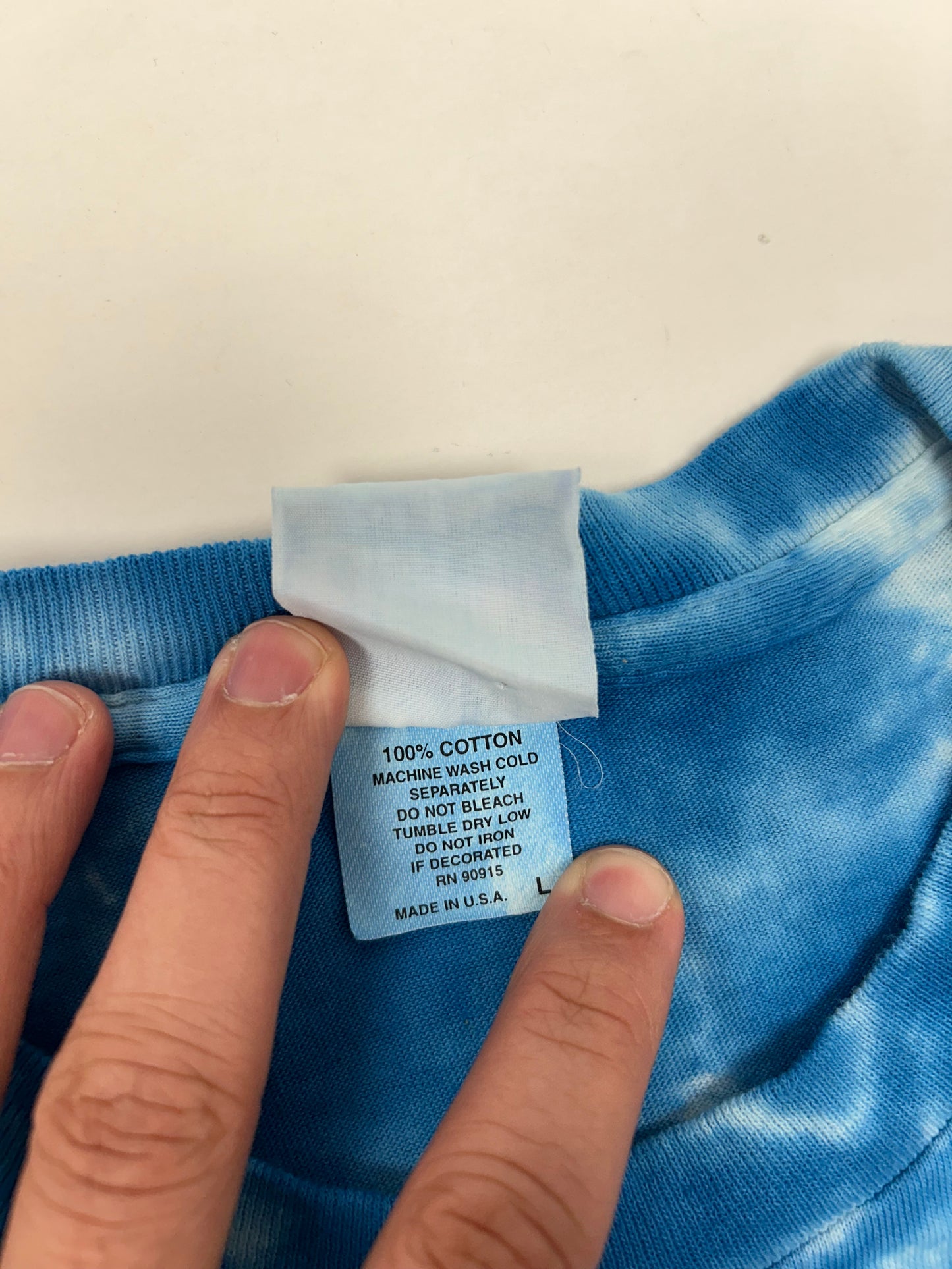 Vintage Liquid Blue Dolphin AOP Blue Ocean Tie Dye Beach Water Shirt Large 22.75xx29.5 Inches USA