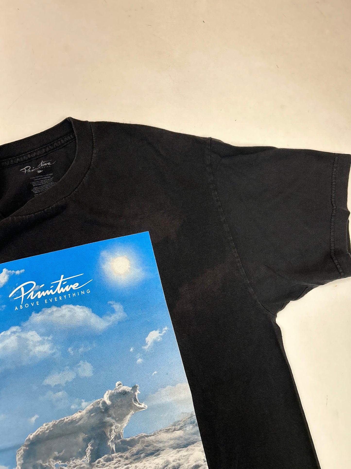 Primitive Skateboards Primitive Above Everything Bear Clouds Graphic Tee Large 21.5x28.75 Inches Black As Is