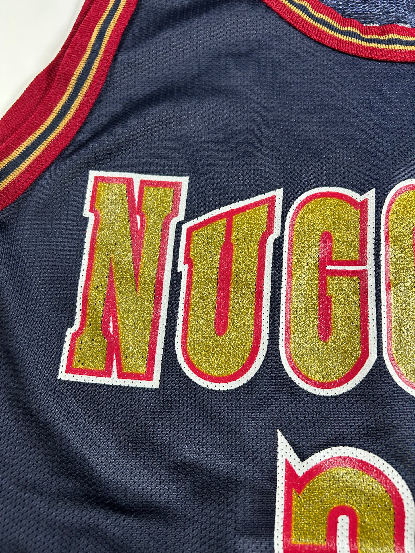 Vintage 90s Champion Denver Nuggets Antonio McDyess NBA Jersey 44 Large 22.75x30.75 Inches