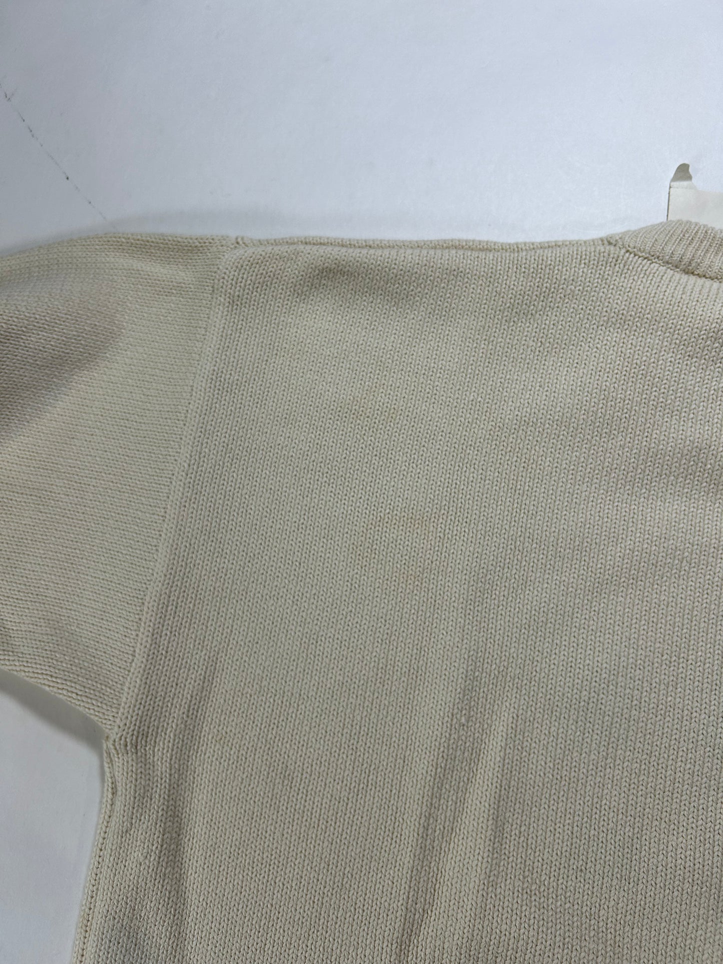 Vintage Izod Championship Golf Sweater Off White Knit Embroidered Mens Large 24.25x27.25 Inches