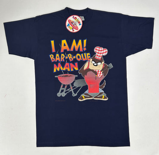 Vintage 1996 Taz Looney Tunes I Am! Bar-B-Que Man Warner Bros. Tee Brand New Large Can Fit Medium 21x31.25 Inches