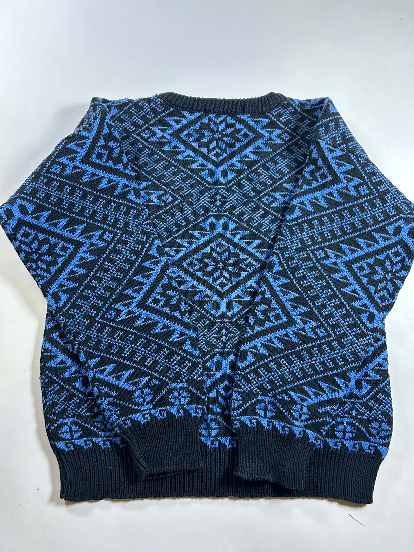 Vintage Calvin Klein Sport Petite Blue Black Geometric 90s USA Made Small Women’s 19x22 Inches