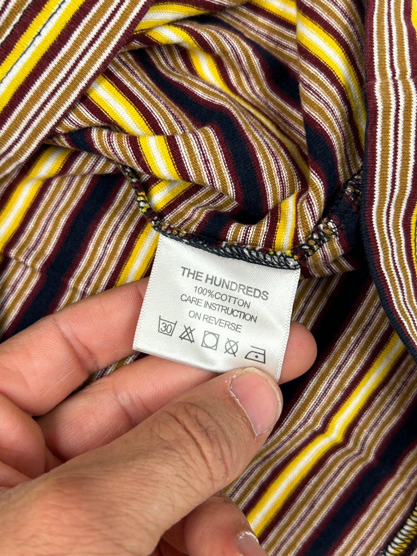 The Hundreds Embroidered Logo  Stripped Tee Medium 19.5x27 Inches