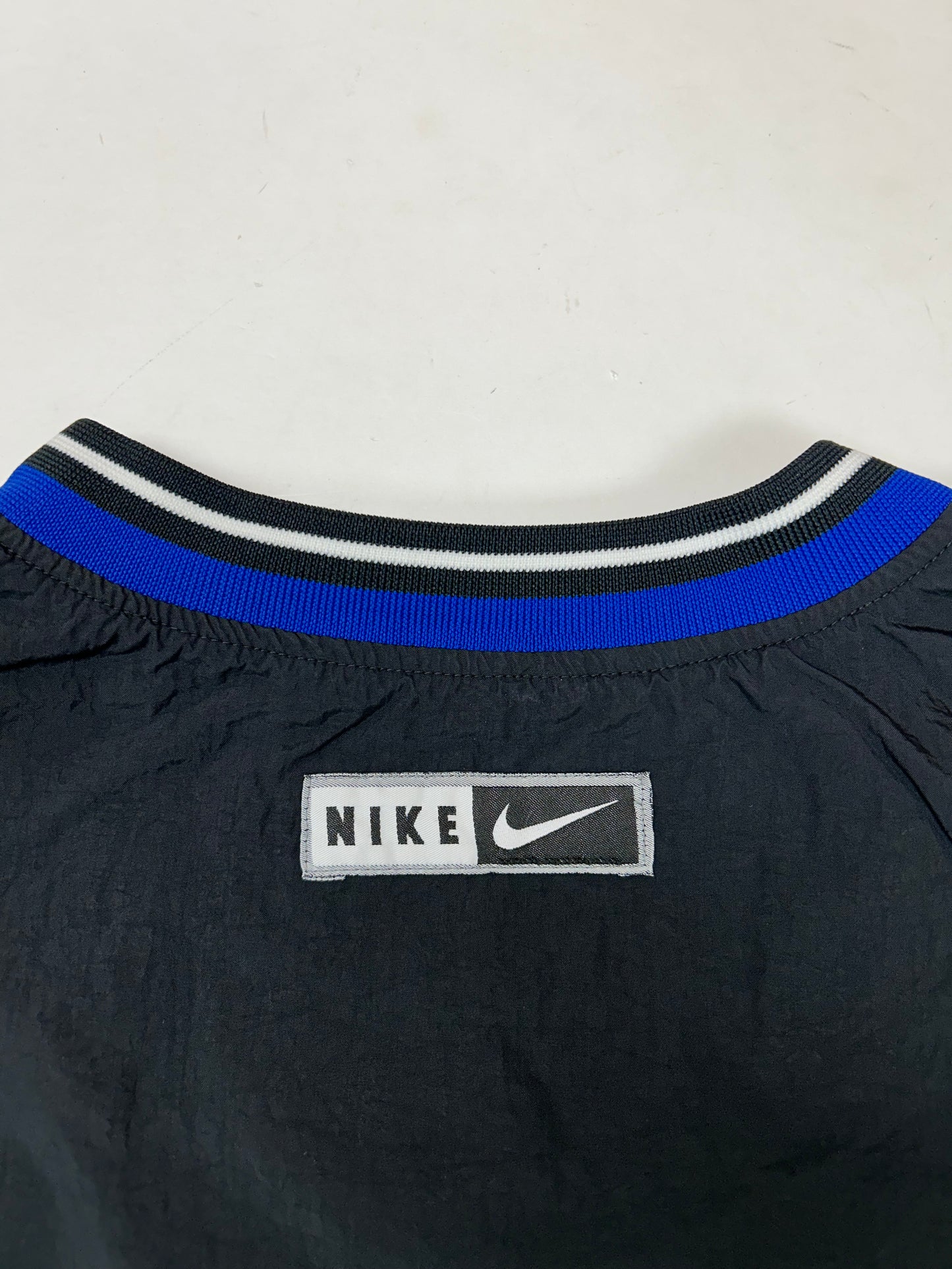 Vintage 90s Nike Swoosh V-neck Pullover Windbreaker Jacket 2XL 29.25x30.5 Inches Blue/Black/White
