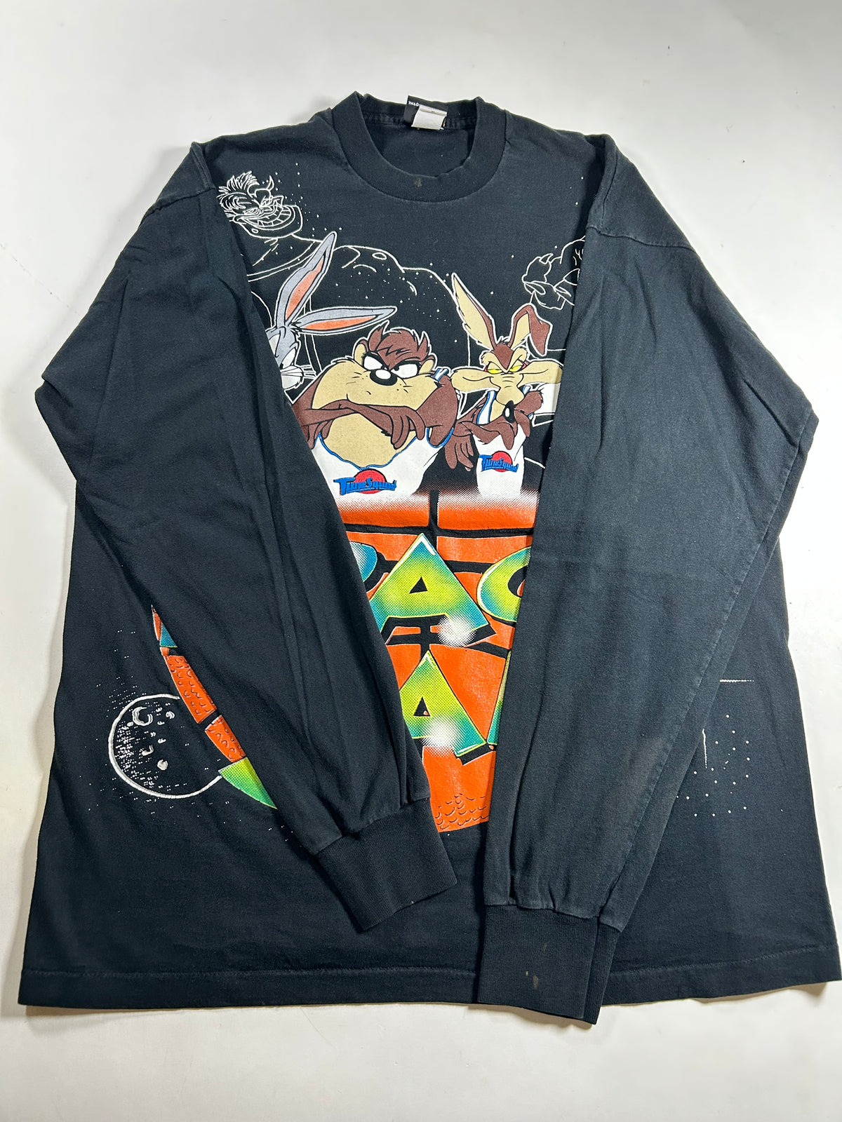 Vintage Space Jam Movie Promo Long Sleeve T-shirt 1996 Looney Tunes XL 24.5x31.25 Inches