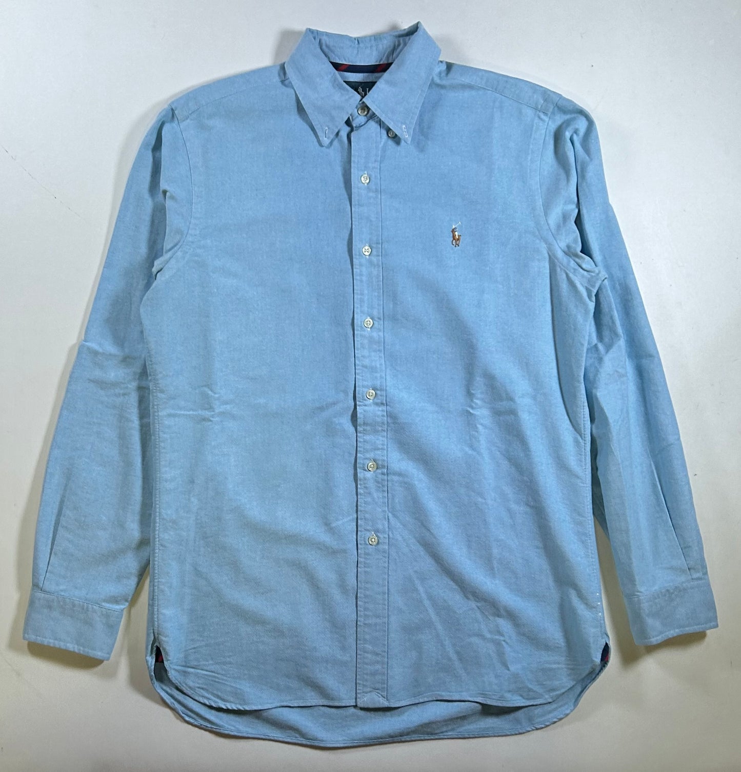 Polo Ralph Lauren Classic Fit Button Down Shirt Size Medium 22.5xBlue Made In Philippines 00s