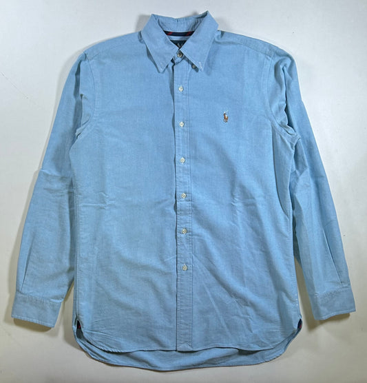 Polo Ralph Lauren Classic Fit Button Down Shirt Size Medium 22.5xBlue Made In Philippines 00s