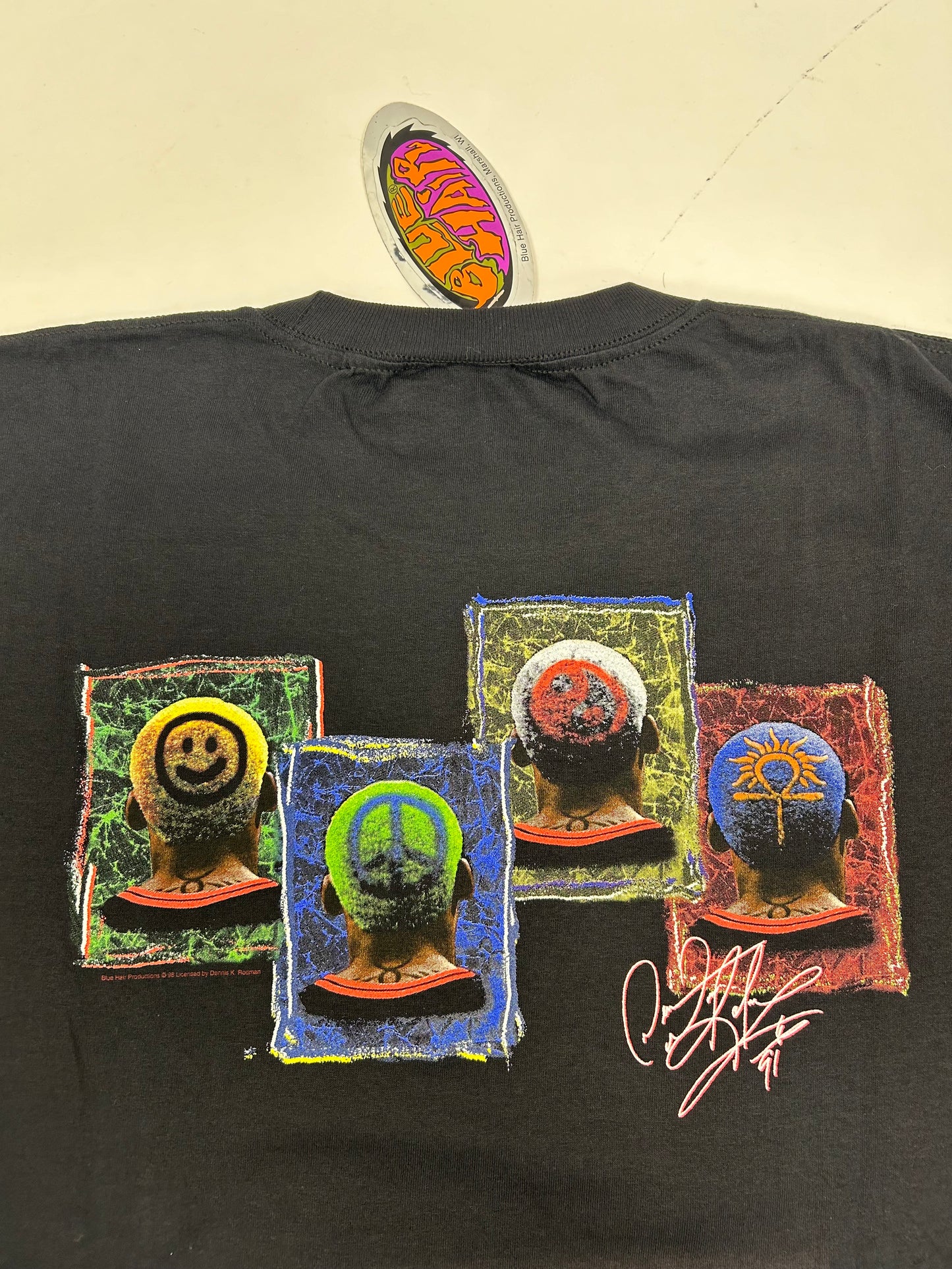 Vintage 90s Dennis Rodman Shirt Sign Of The Times Blue Hair Graphics Tee Brand New With Tag XL 24.25x32.25 Inches