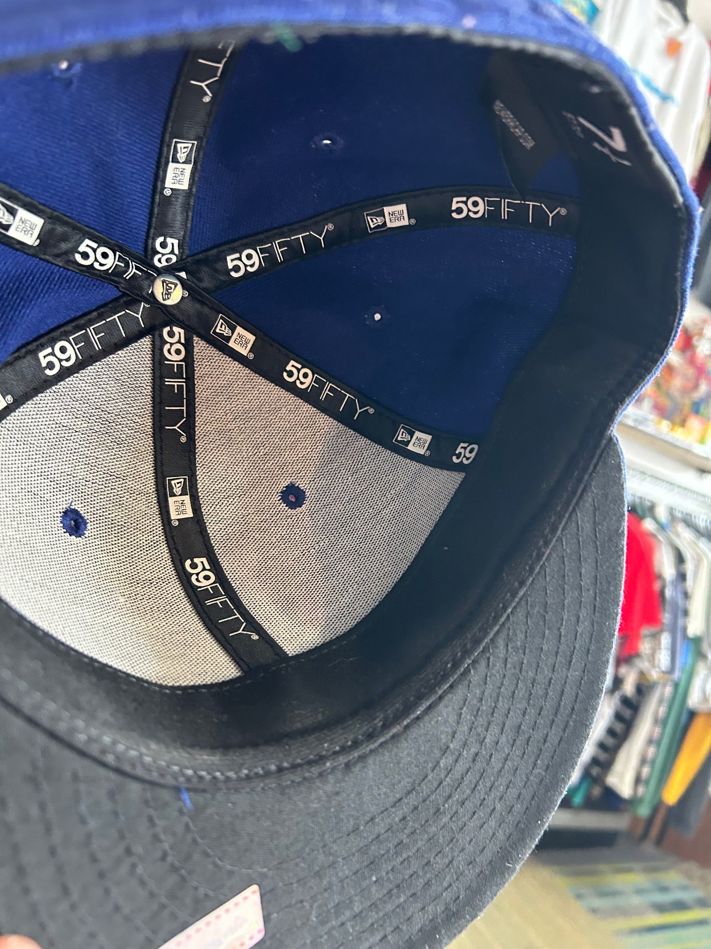 Los Angeles Dogers NewEra Hat Fitted Cap Adult Size 7 1/4 Blue LA Logo Polyester China