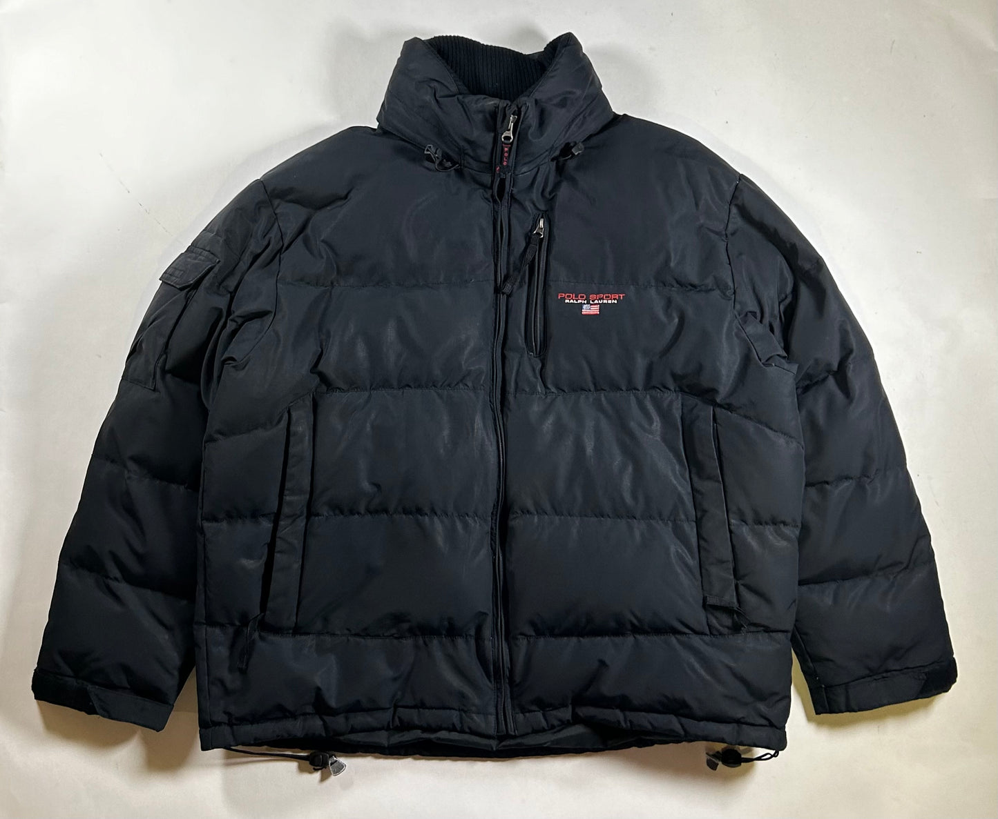 Vintage Polo Sport Ralph Lauren Down Puffer Jacket Mens 2XL 29x30.75 Inches Black As Is Had Wear