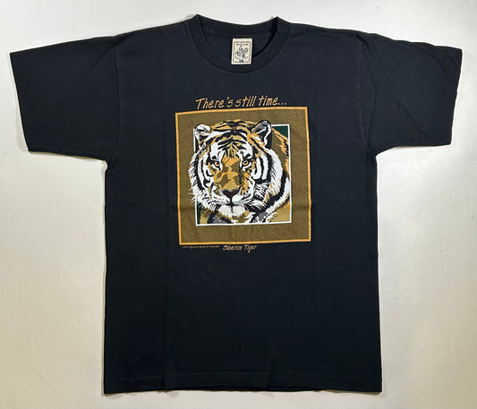 Vintage 1994 Siberian Tiger There Still Time Nature Animal Tee Large 22x29 Inches Made In USA