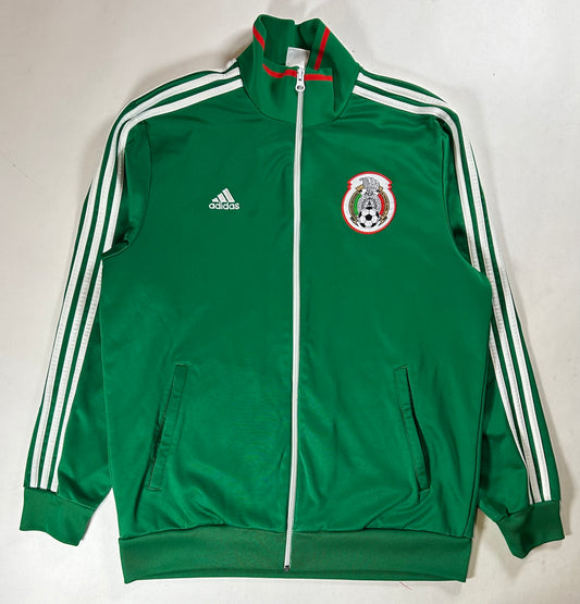 2013 Adidas Mexico National Team Soccer Green White Track Jacket Large 22.25x28.5 Inches