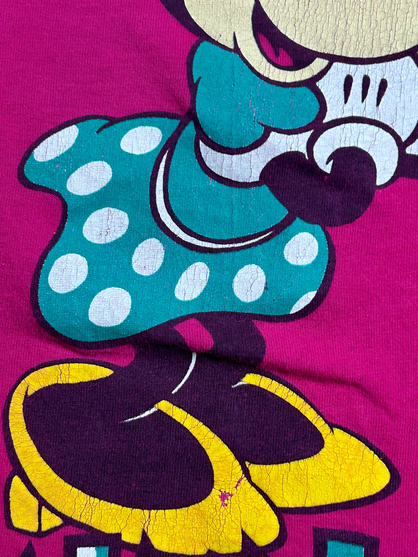 Vintage 90s Disney Fashions Minnie Mouse Tee Roll Up Sleeves Medium/Large Fit 21.5x29 Inches