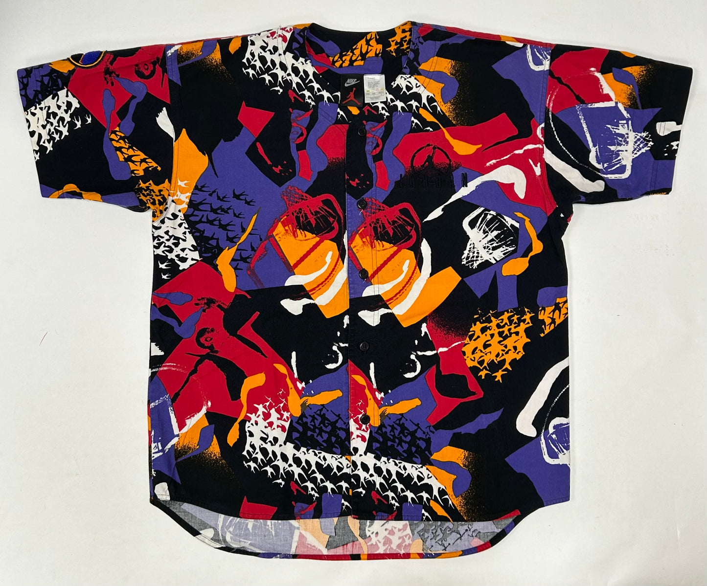 Vintage Nike Air Jordan Baseball Jersey Stitched Sewn Aqua VIII 8 1993 AOP Rare Large 24.75x29.75/32 Inches
