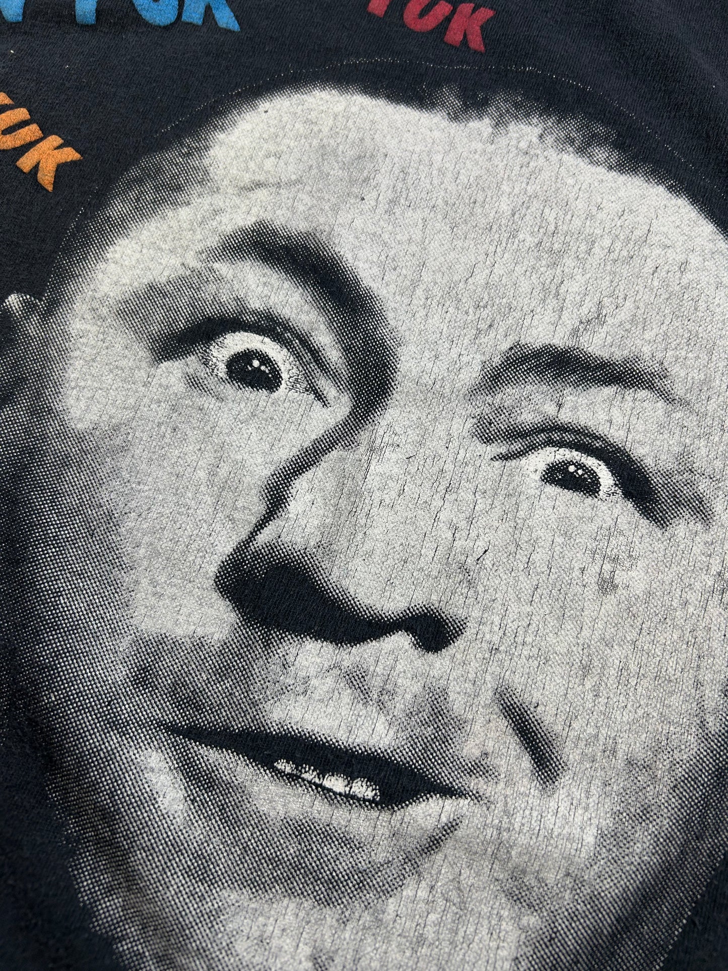 Vintage 1988 The Three Stooges Curly Howard N’Yuk Comedy Tee XL 23.75x29 Inches