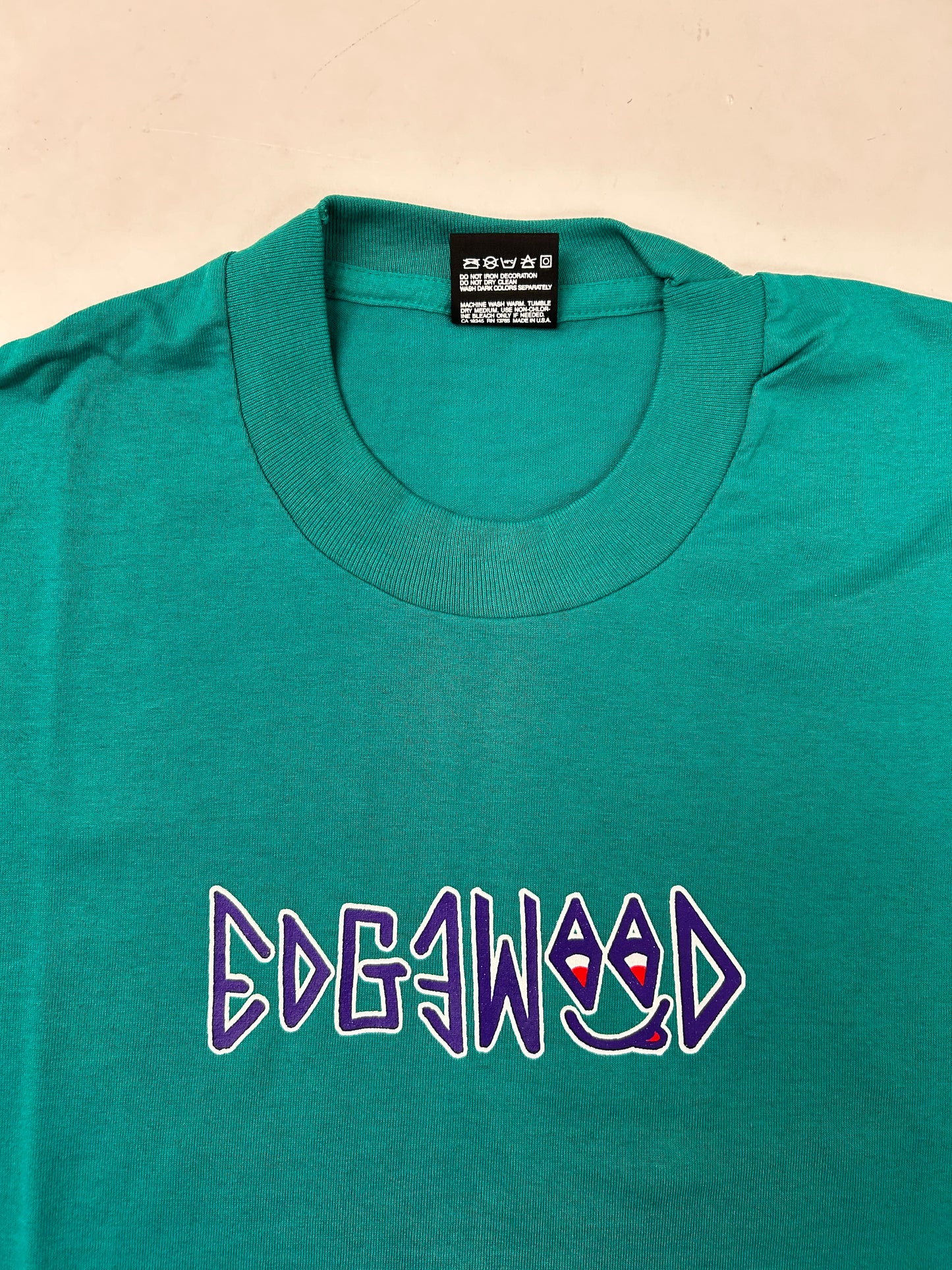 Edgewood NJ first edition “Deeper Than The Roots.” Tee XL 23.5x31.25 Inches FOTL BEST 50/50 Blend USA Aqua Green/Blueish Color