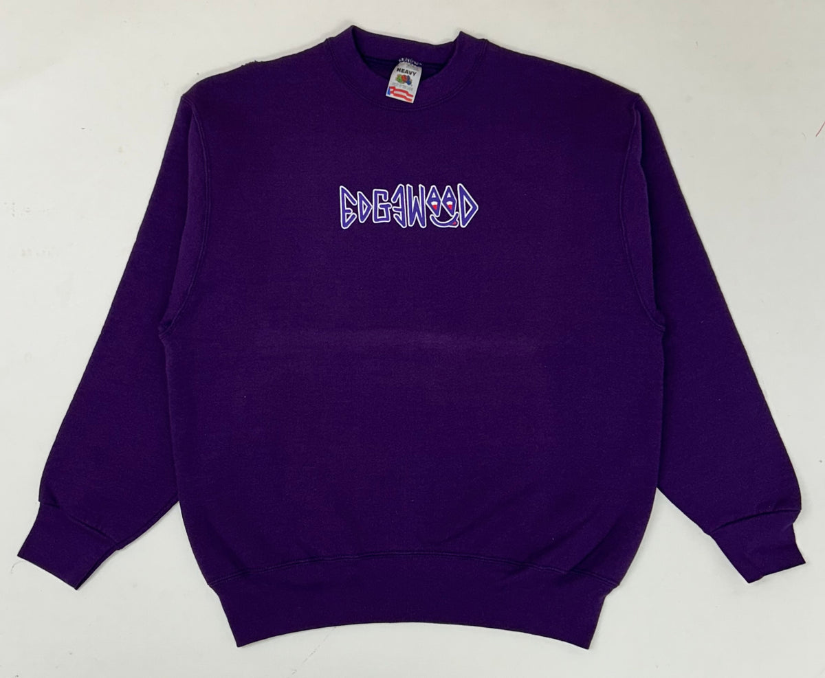 Edgewood New Jersey Deeper Than The Roots Crewneck Sweatshirts Fruit Of The Loom USA 50/50 Blend Plum Purple 23.25x27.25 Inches
