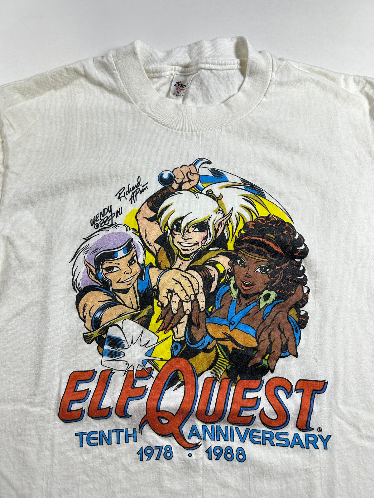 Vintage Elfquest Fantasy Comic Book 10th Anniversary 1978-1988 Tee 19x26.25 Inches M/S