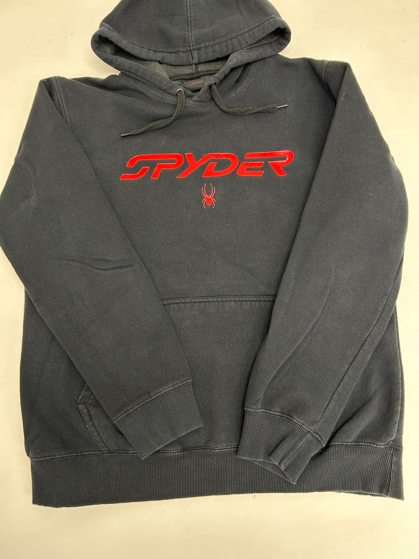 Spyder Hoodie Black/Red Pullover Sweatshirt Long Sleeve Large 24x28 Inches