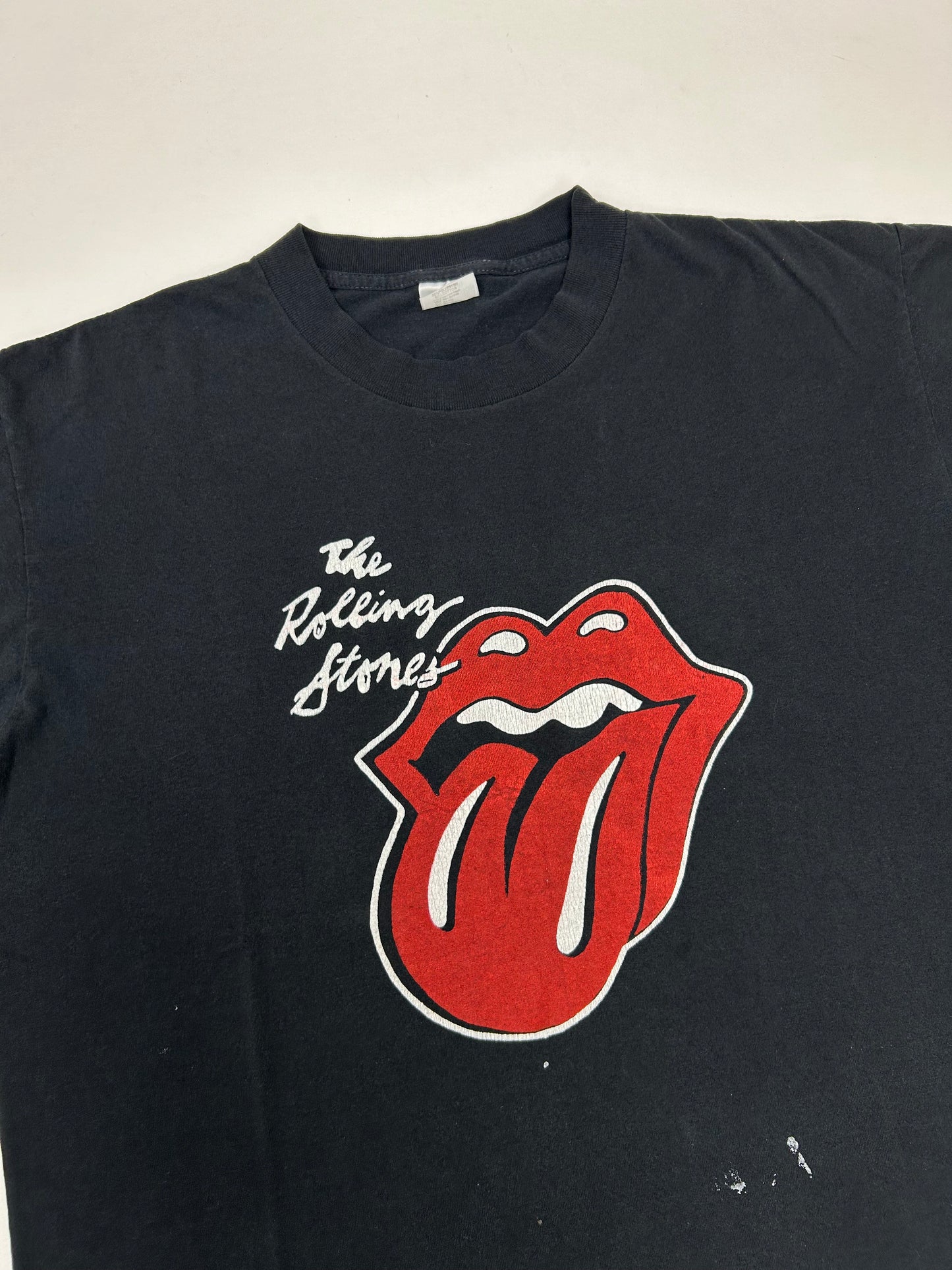 Vintage The Rolling Stones Music Band T-Shirt Black 1980s L/XL 22.5x28.25 Inches
