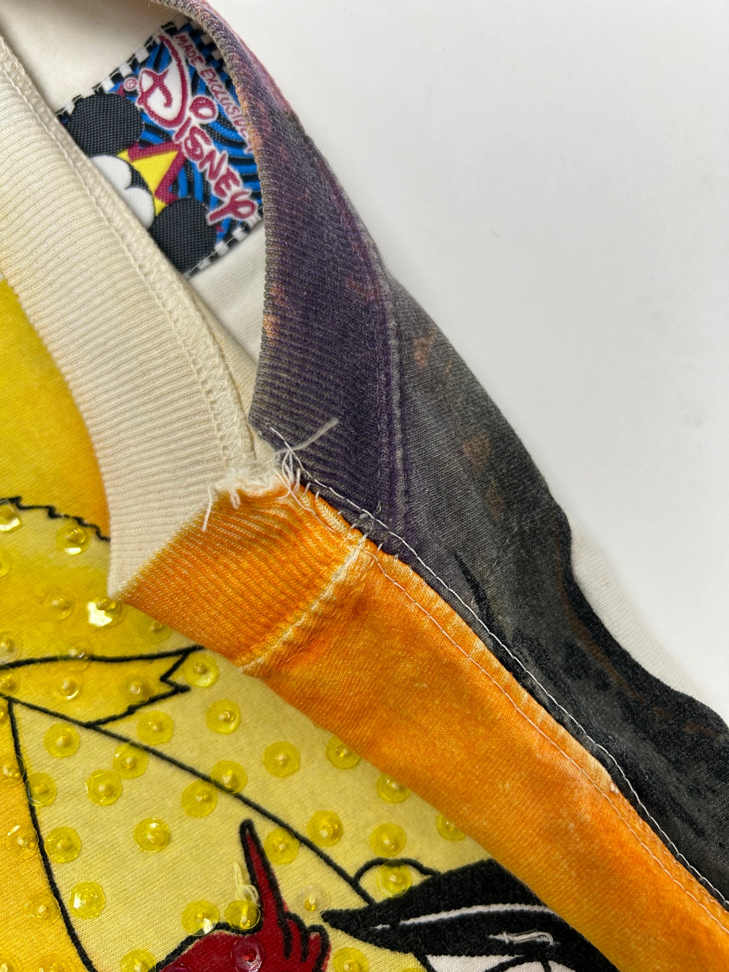 Vintage Disney JouJou Villains Cruella Maleficent Captian Hook Beaded Shirt Big 2XL For 25.5x32.75/34.75 Inches As Is Has Flaws