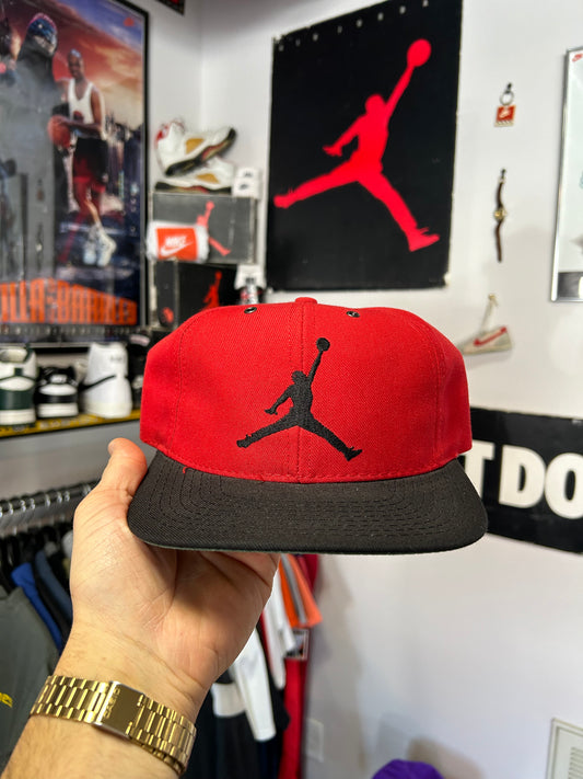Vintage 90s Nike Air Jordan Jumpman 23 SnapBack Hat Brand New With Tag Made In USA Red
