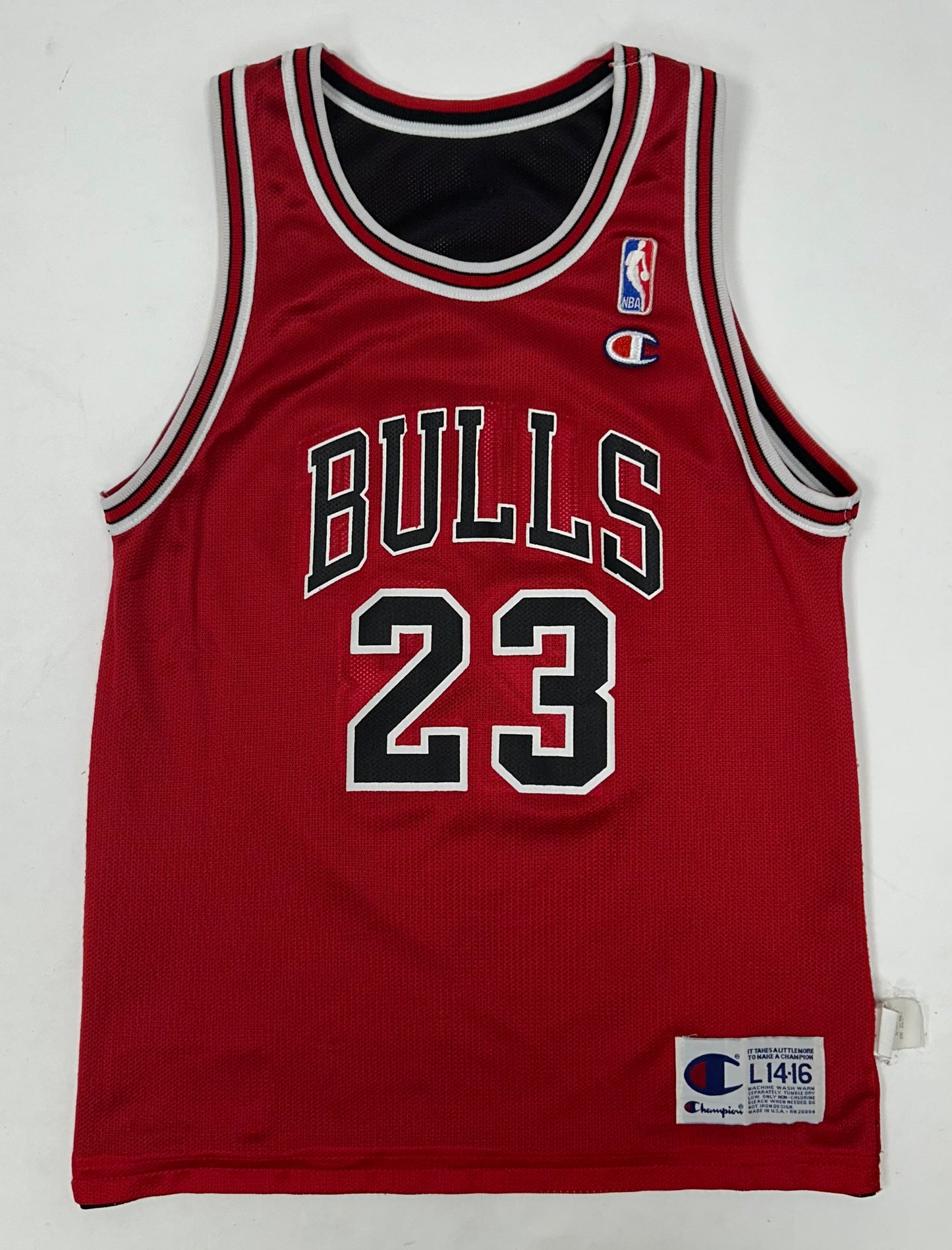 Vintage Michael Jordan Chicago Bulls #23 Champion NBA Reversible Jersey Y-Large &