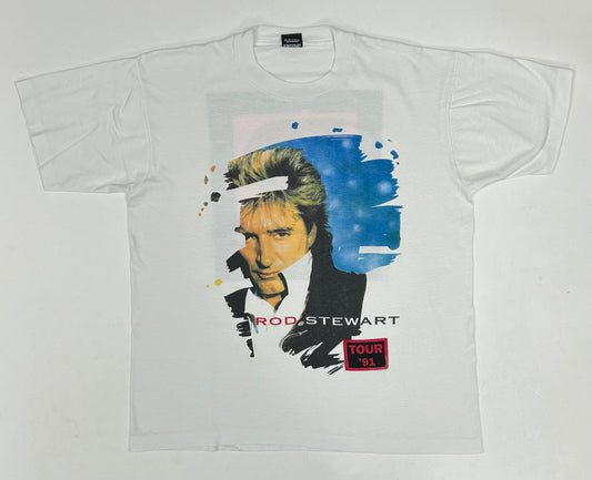 Vintage Rod Stewart Vagabond Heart Tour 1991 Music Band Tee Large Fit 22.75x27.75 Inches As Is