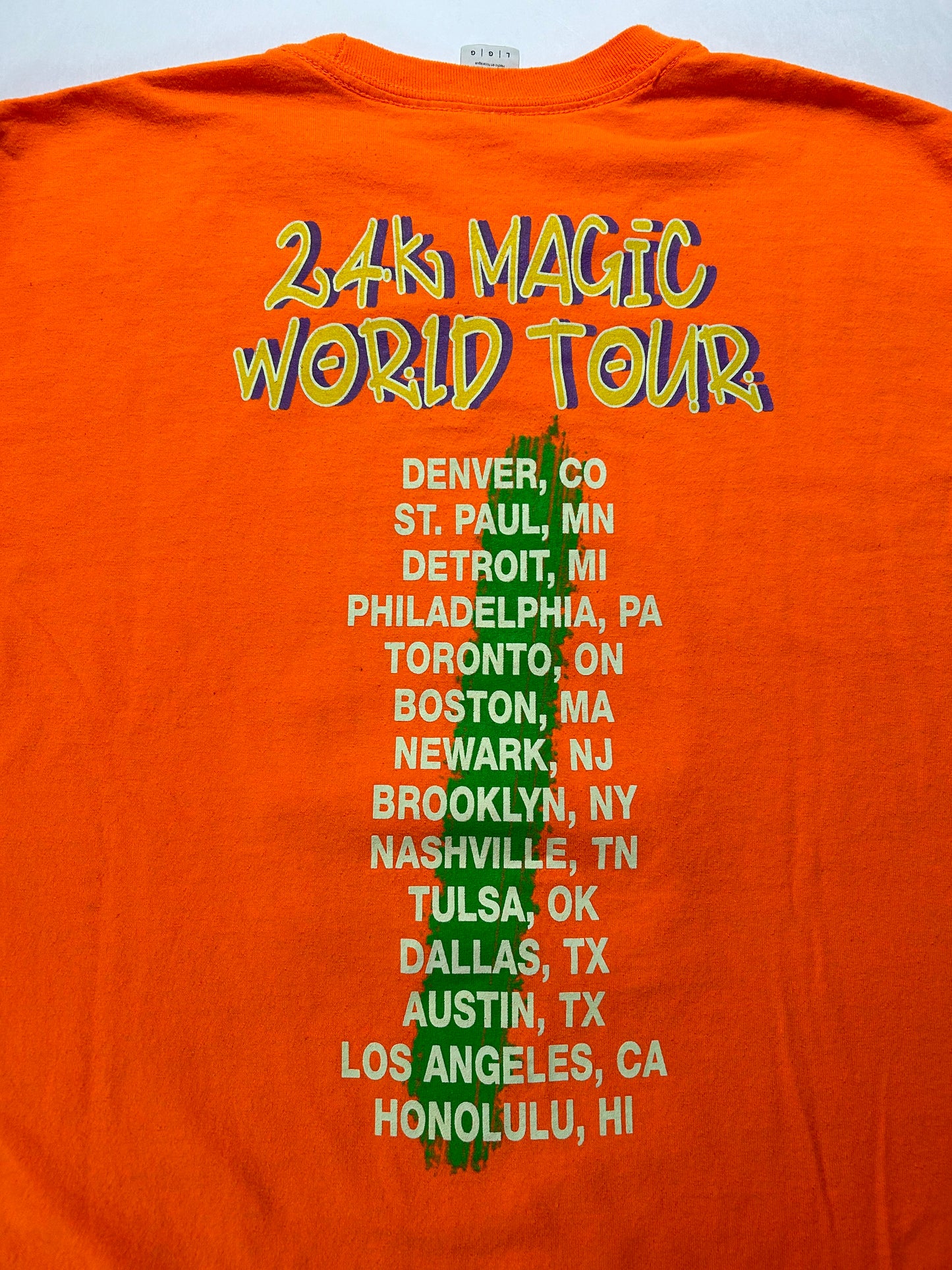 2018 Bruno Mars 24K Magic World Tour Long Sleeve Tee Large 21.5x29 Inches Orange