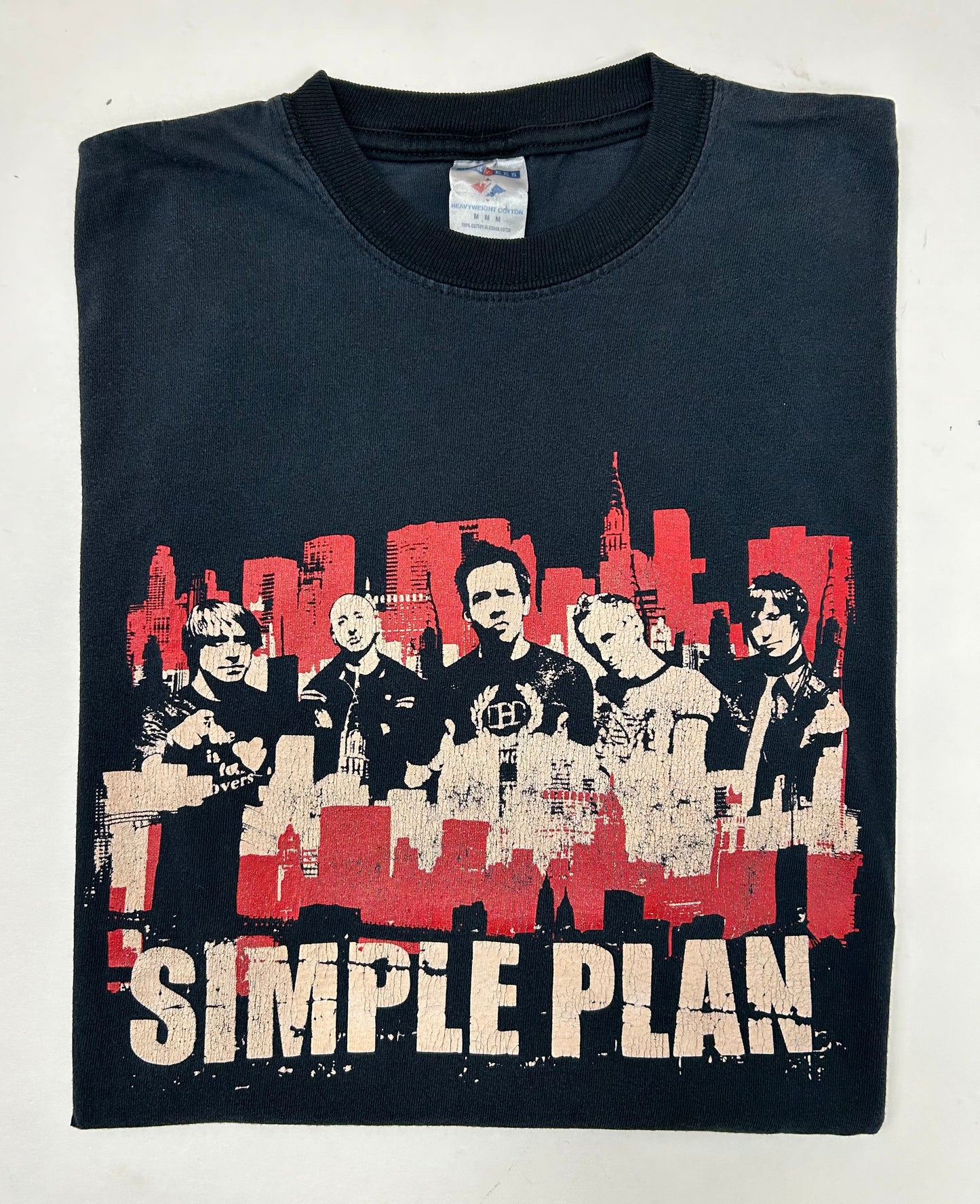 Vintage 2005 Simple Plan US Tour Music Band Tee Medium 19.25x26 Inches Faded Black