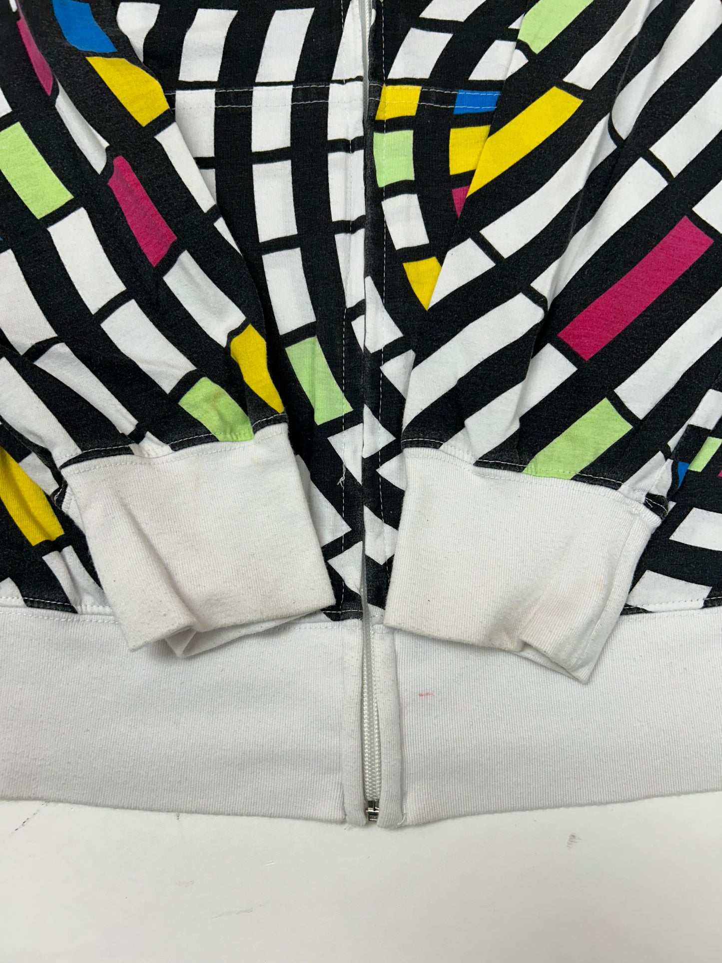 Vintage 00s Fox Racing Motocross Zip Up Abstract Thin Hooded Sweatshirt M/L Fit 22.75x28.75 Inches