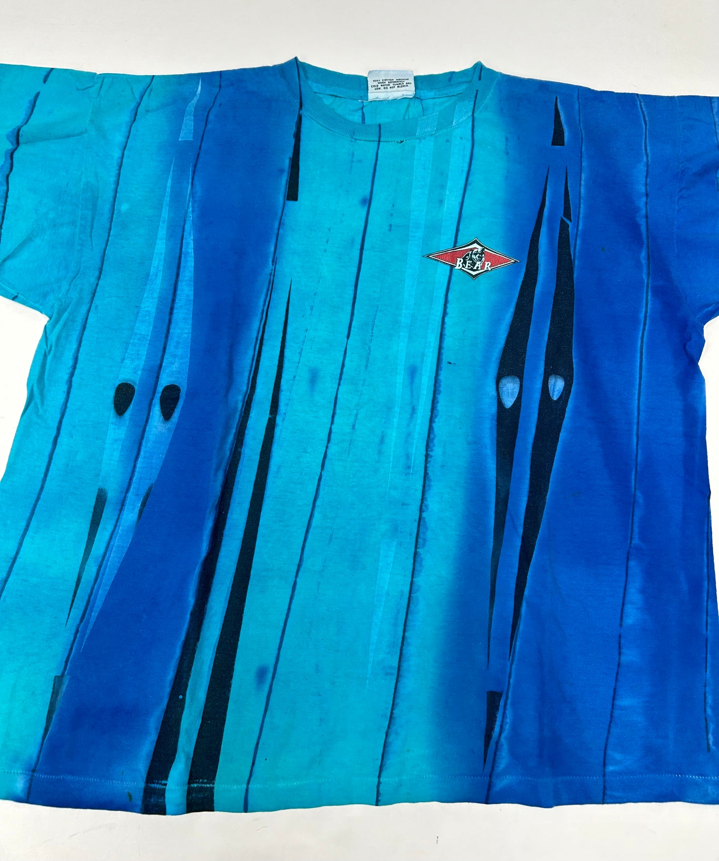 Vintage Bear Surfboards Tie-Dye Blue Shirt XL/2XL Fit 26.5x28.75 Inches Made In USA