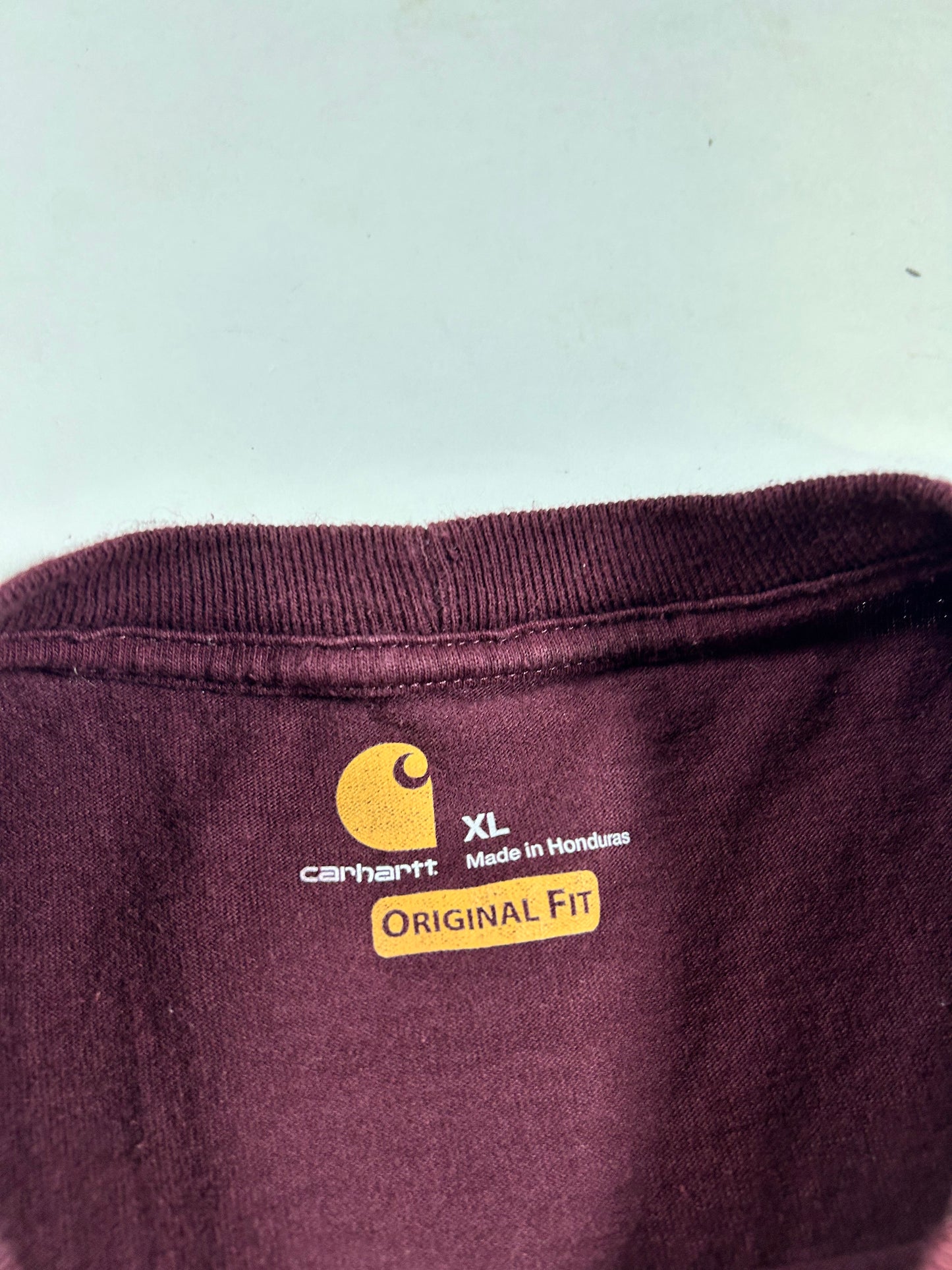 Carhartt Pocket Tee Original Fit 2015 Maroon XL Big 27x31.25 Inches
