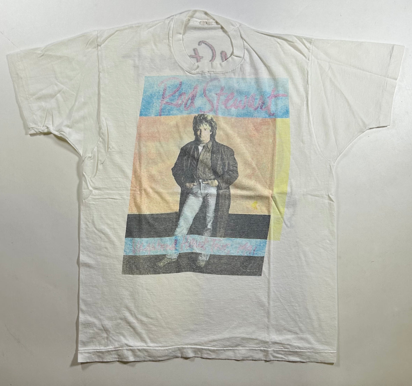 Vintage 1991 Rod Stewart Vagabond Heart Tour 1991 Music Band Tee Perfectly Worn In & Faded M/L 20.5x26.75 Inches As Is