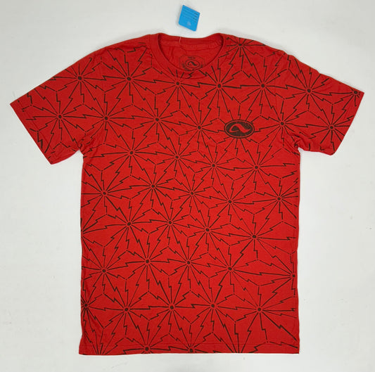 Vintage Adio Footwear Skate Logo AOP Graphic Tee Medium Slim Fit 20x29.25 Inches Red Skateboarding Adio