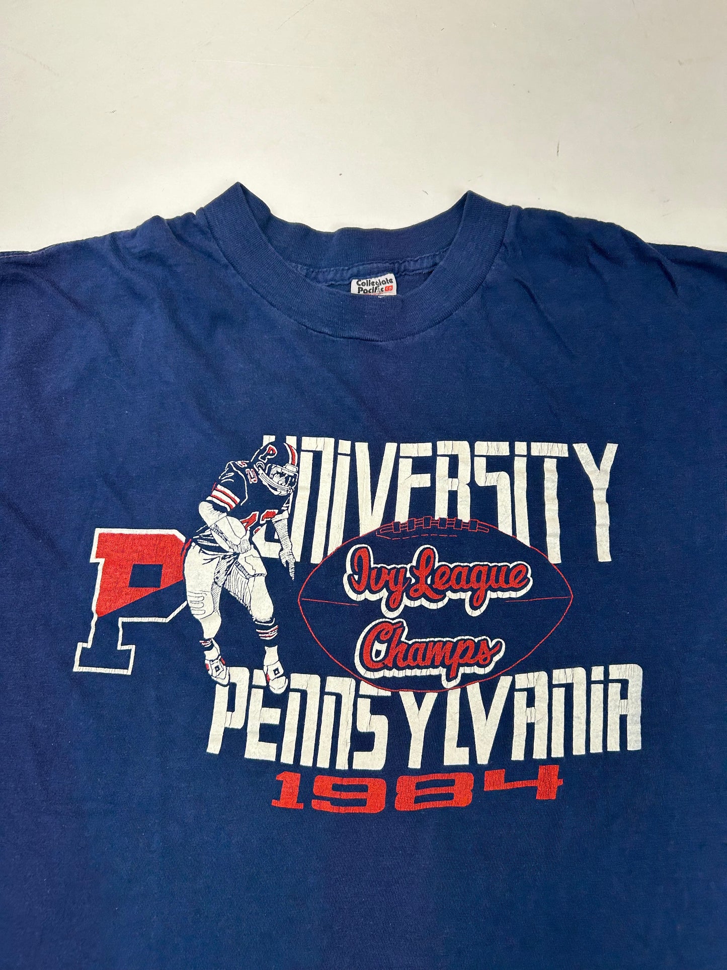 Vintage Collegiate Pacific 1984 Ivy League Champions University Of Pennsylvania Long Sleeve College Tee Medium Fit 20.5x26.5 Inches